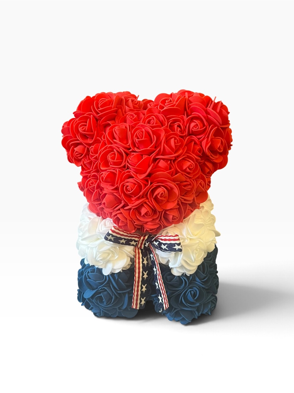Red, White & Blue Rose Bear Decorative Accent